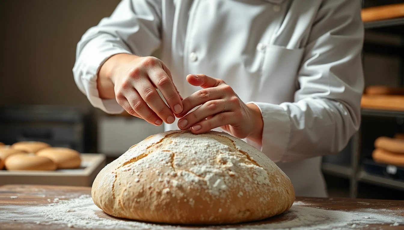 Panadero artesanal trabajando